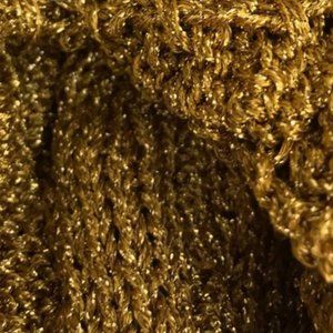 Metallic Gold Oversized Knit Sweater - S/M/L/XL - Cable, Stockinette, Popcorn